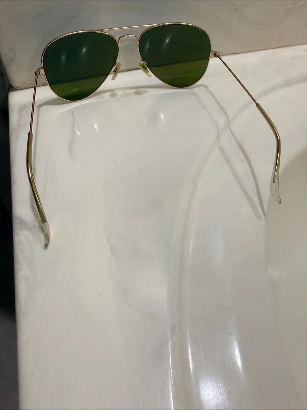 Ray-Ban Gold Frame Sunglasses with Blue Mirrored Lenses - Men